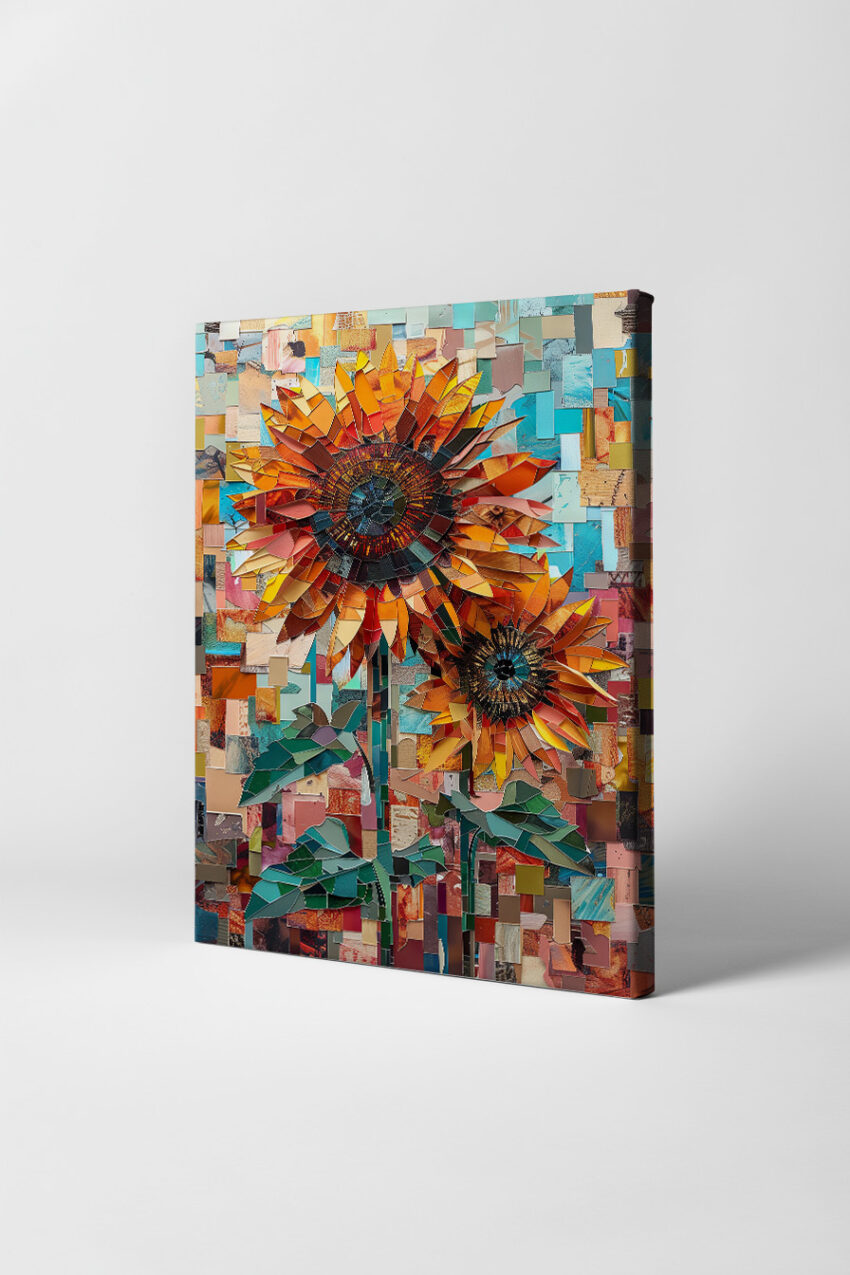 Collage Poster Sonnenblumen bunt floral