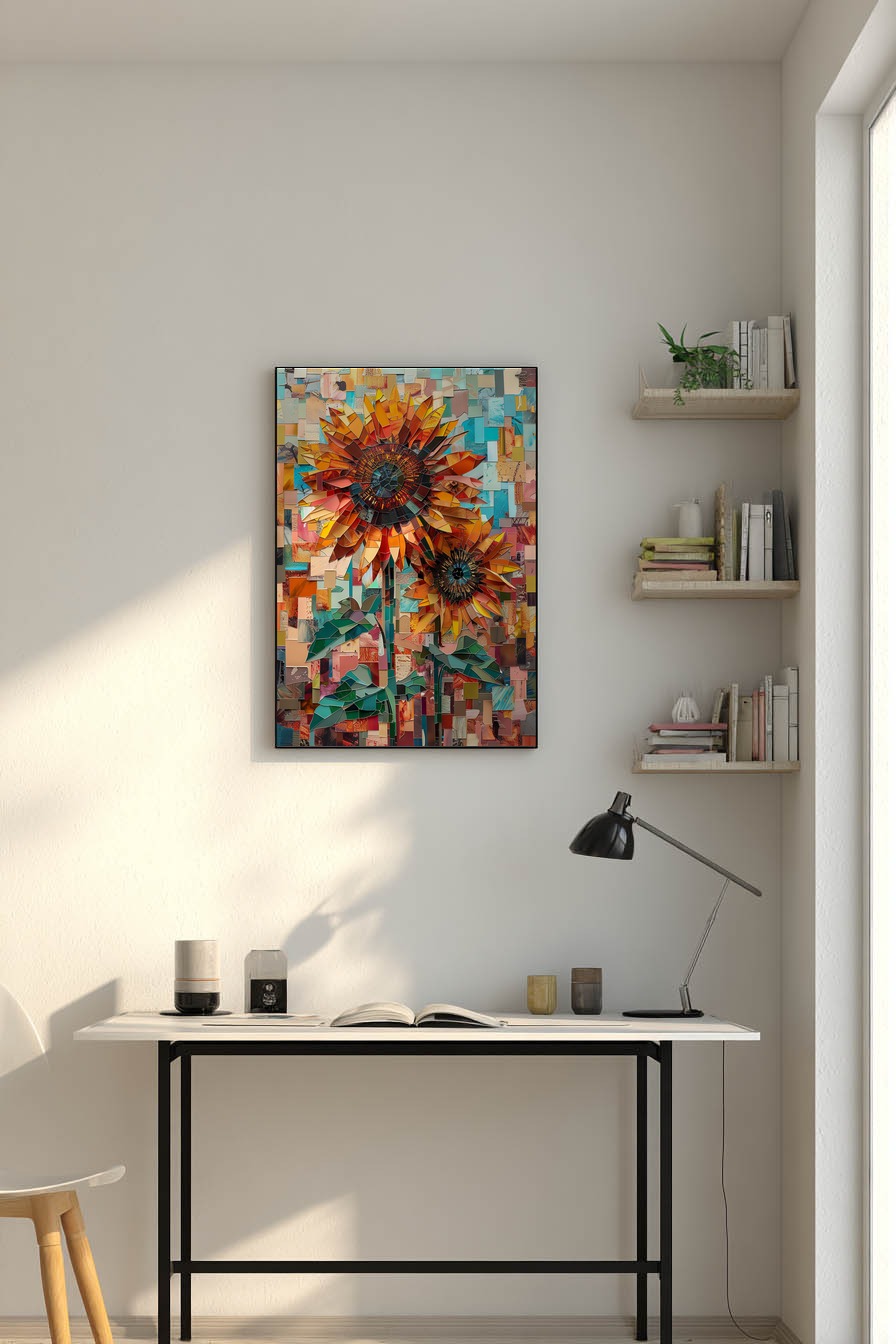 Collage Poster Sonnenblumen bunt floral