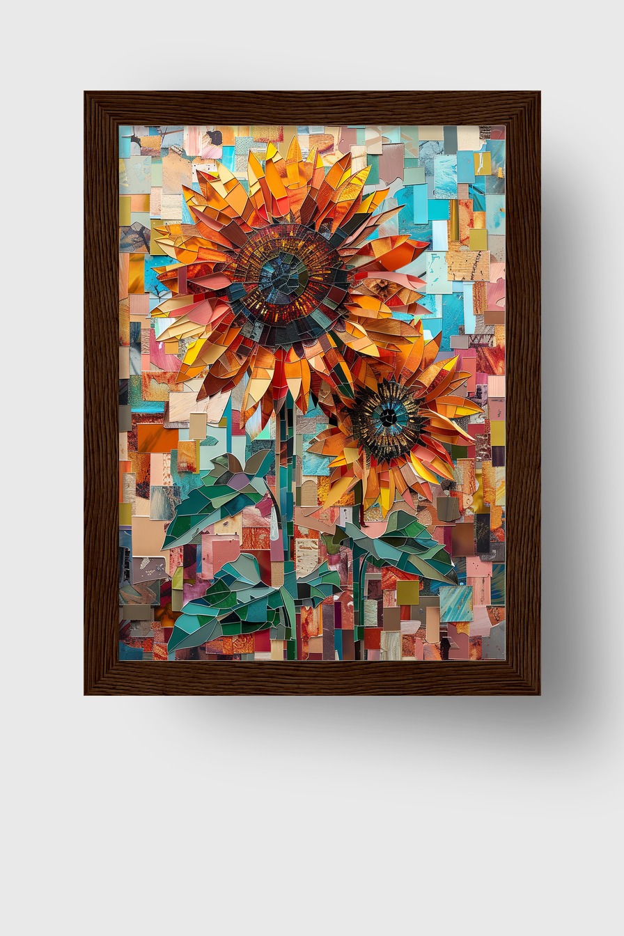 Collage Poster Sonnenblumen bunt floral