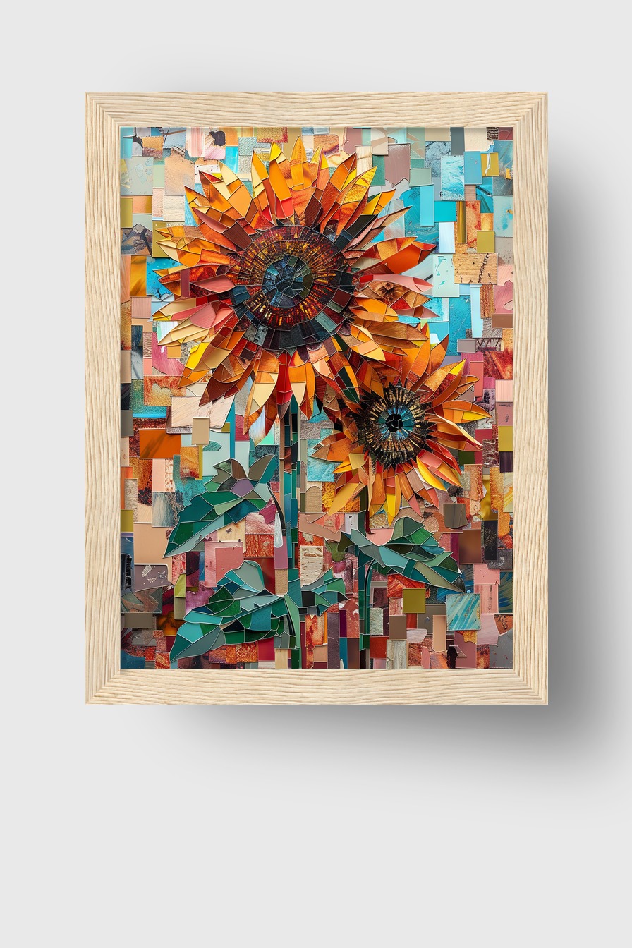 Collage Poster Sonnenblumen bunt floral