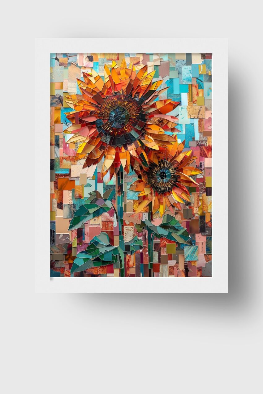 Collage Poster Sonnenblumen bunt floral
