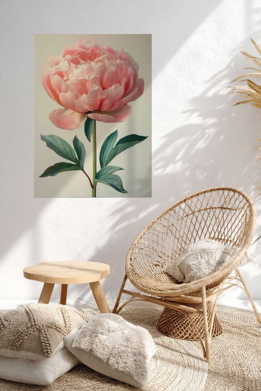 Fotografie Poster Pfingstrose rosa Nahaufnahme botanisch