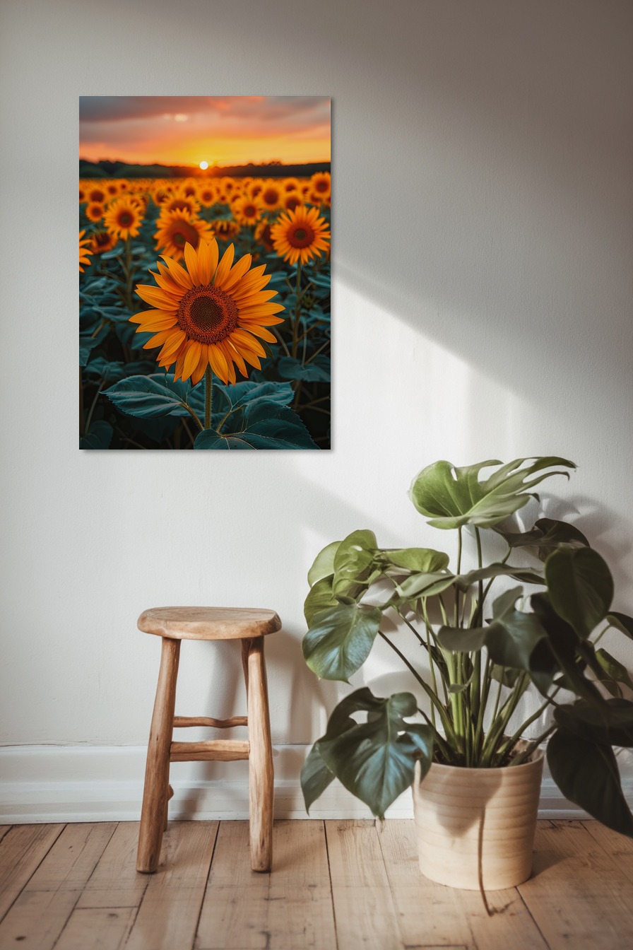 Fotografie Poster Sonnenblume Sonnenuntergang gelb orange