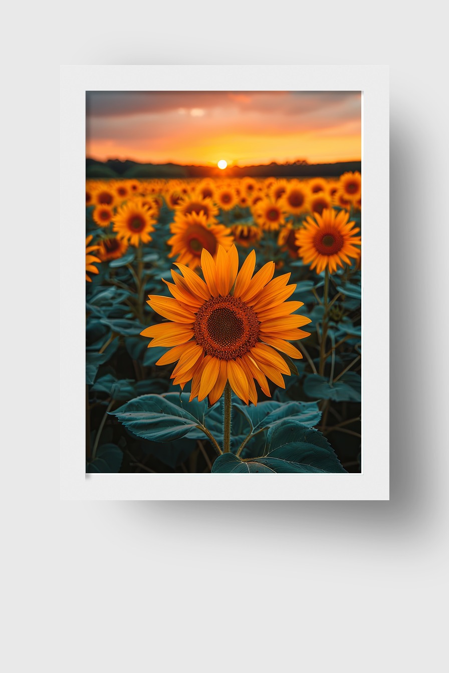 Fotografie Poster Sonnenblume Sonnenuntergang gelb orange