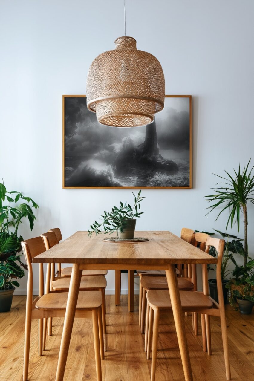 Fotografie Poster Leuchtturm Sturm schwarz-weiß