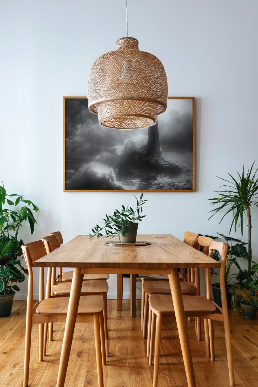 Fotografie Poster Leuchtturm Sturm schwarz-weiß