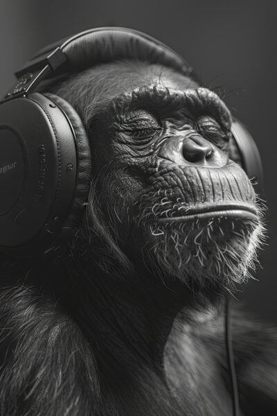 Schimpanse Kopfhörer Poster