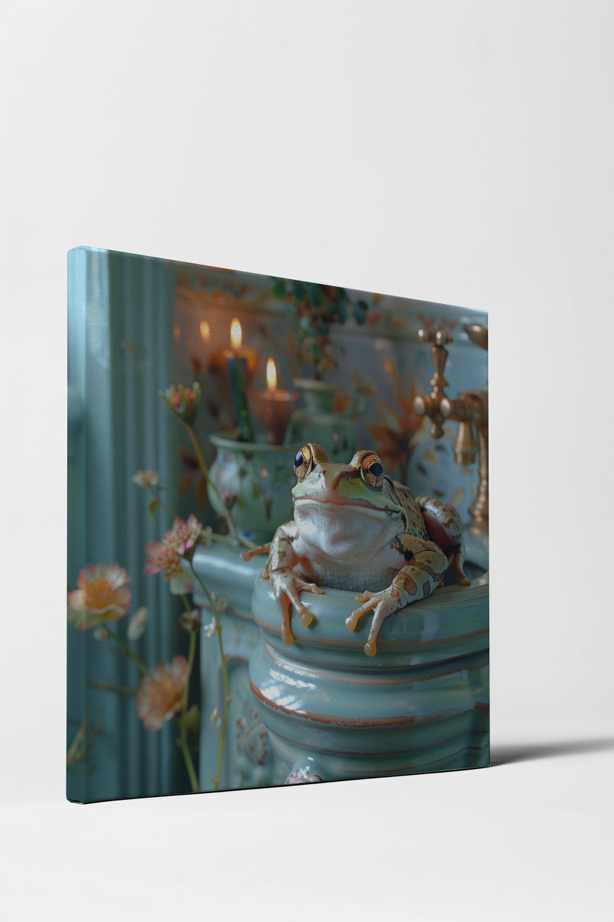 Fotografie Poster Frosch Badezimmergrün Nahaufnahme