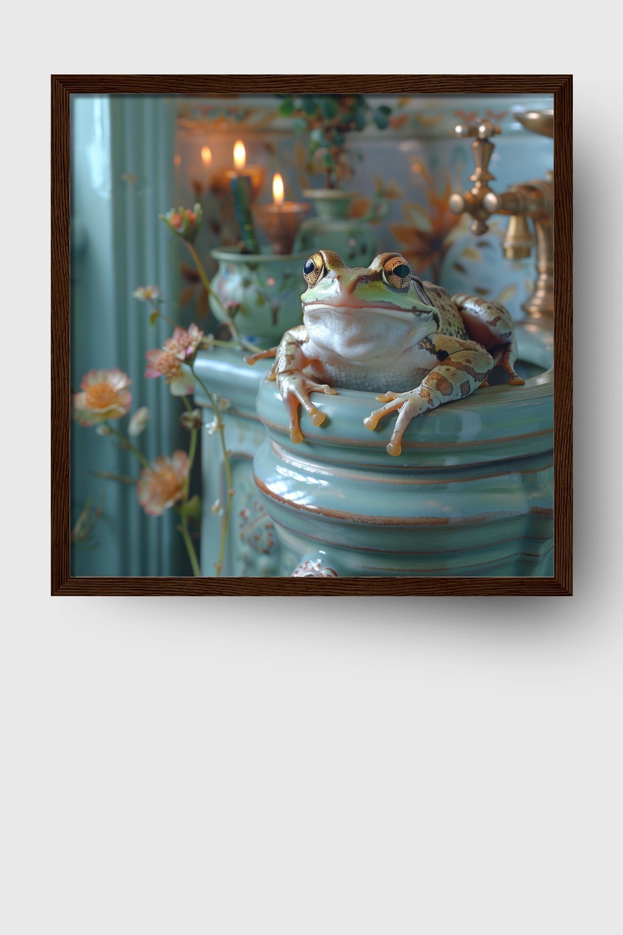 Fotografie Poster Frosch Badezimmergrün Nahaufnahme