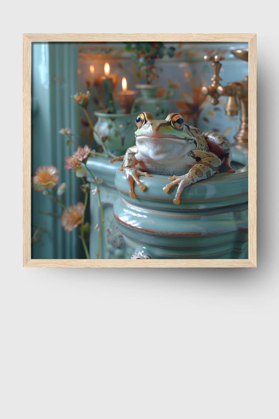 Fotografie Poster Frosch Badezimmergrün Nahaufnahme