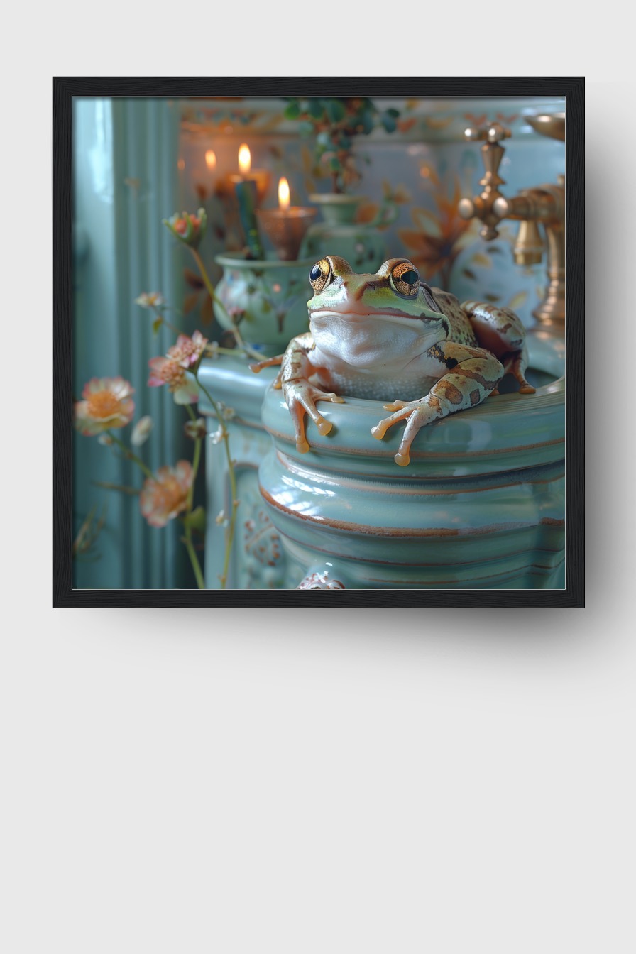 Fotografie Poster Frosch Badezimmergrün Nahaufnahme