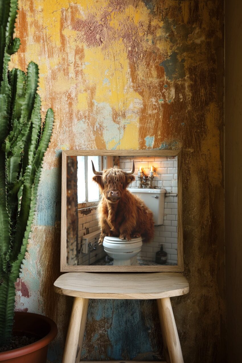 Fotografie Poster Highland Rind Bad Innenraum