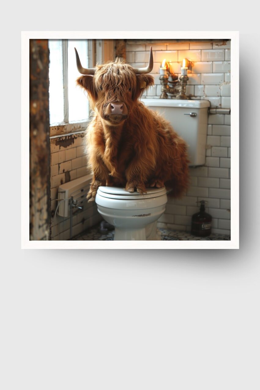 Fotografie Poster Highland Rind Bad Innenraum