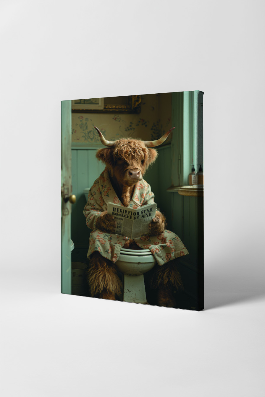 Fotografie Poster Hochlandrind Zeitung Bad humorvoll