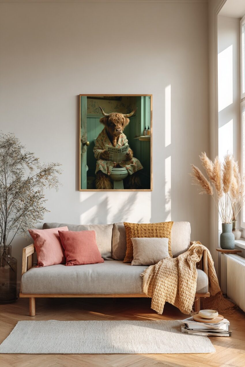 Fotografie Poster Hochlandrind Zeitung Bad humorvoll