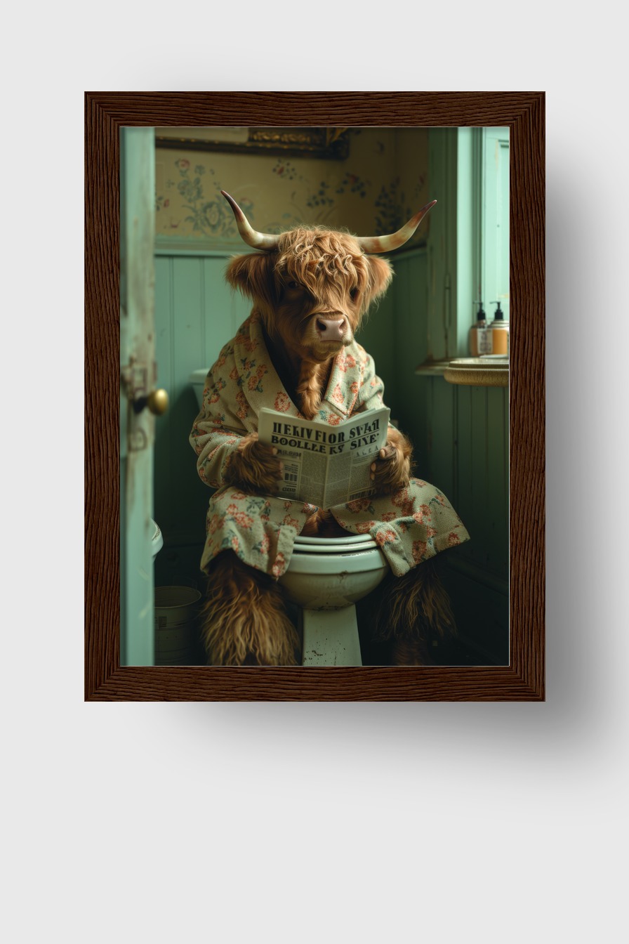 Fotografie Poster Hochlandrind Zeitung Bad humorvoll