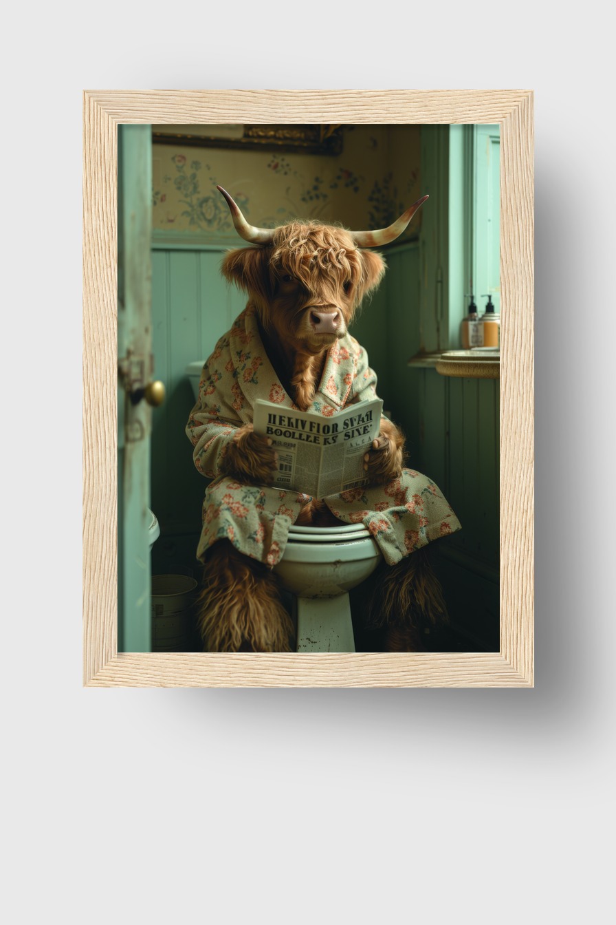 Fotografie Poster Hochlandrind Zeitung Bad humorvoll