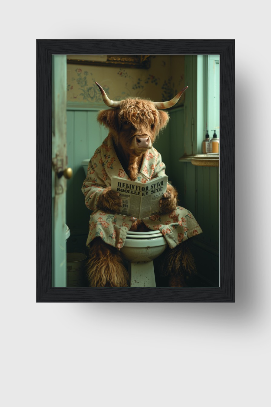 Fotografie Poster Hochlandrind Zeitung Bad humorvoll