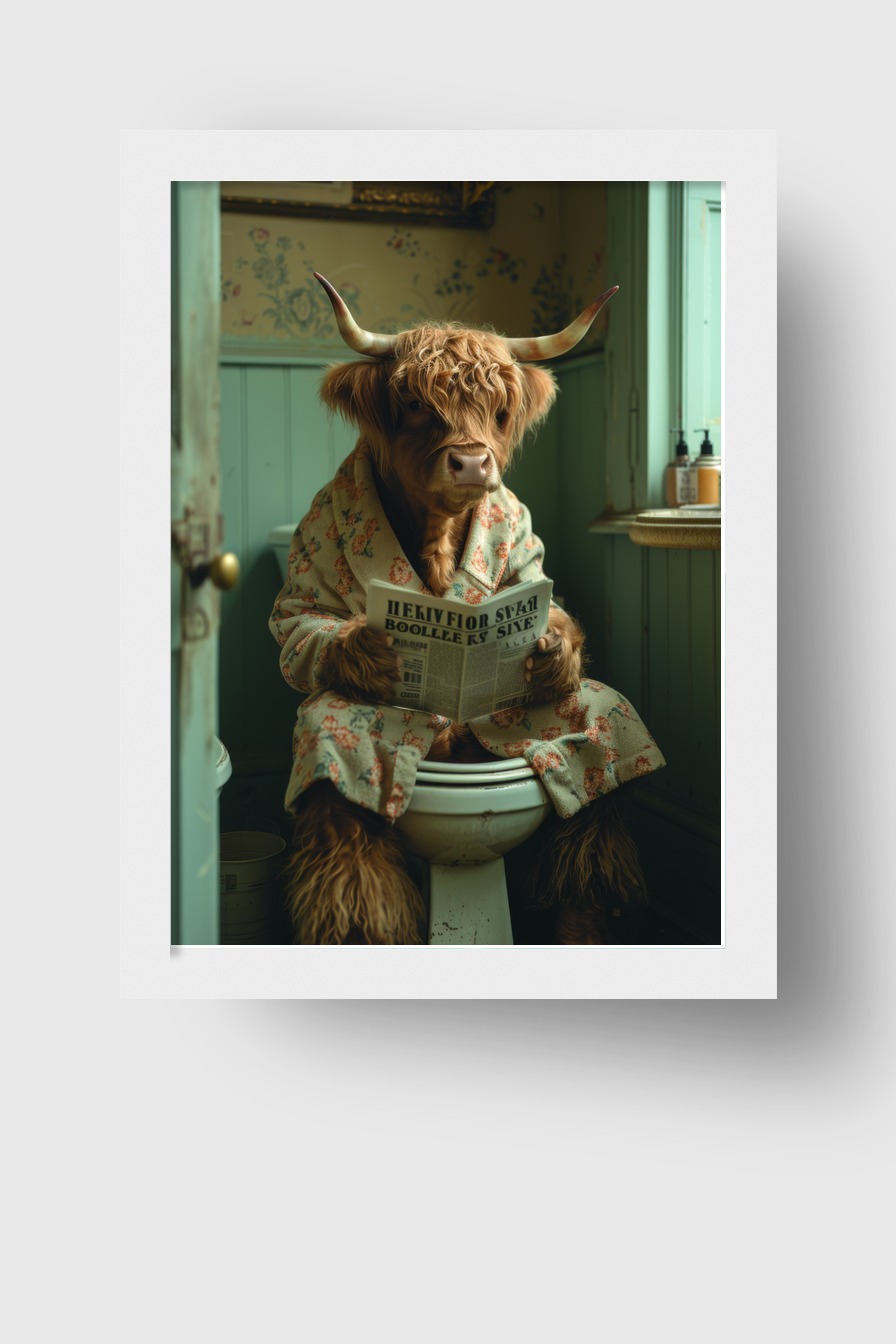 Fotografie Poster Hochlandrind Zeitung Bad humorvoll