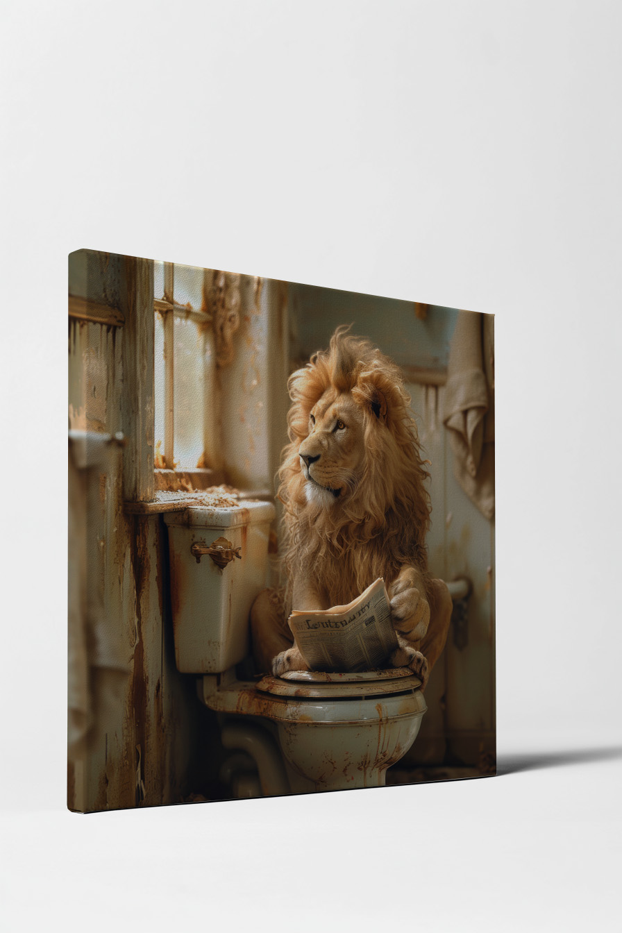 Fotografie Poster Löwe Zeitung alt Badezimmer