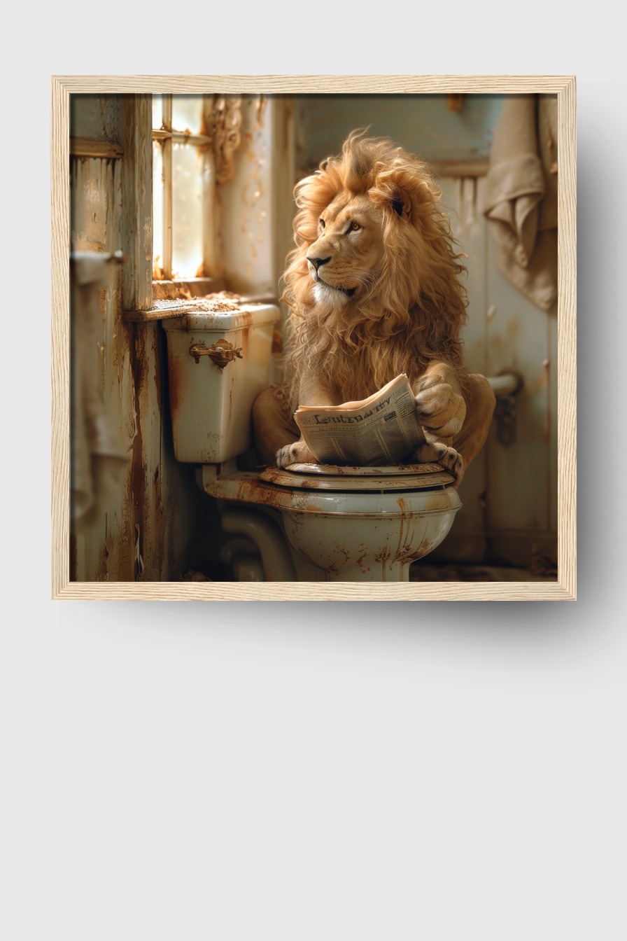 Fotografie Poster Löwe Zeitung alt Badezimmer