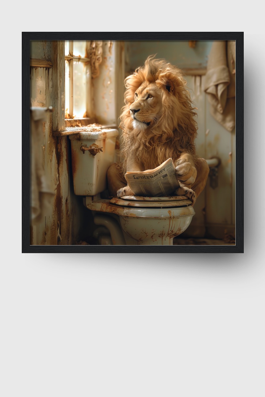 Fotografie Poster Löwe Zeitung alt Badezimmer