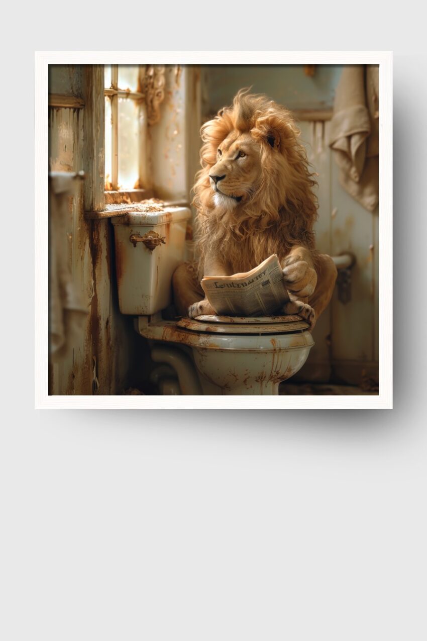 Fotografie Poster Löwe Zeitung alt Badezimmer