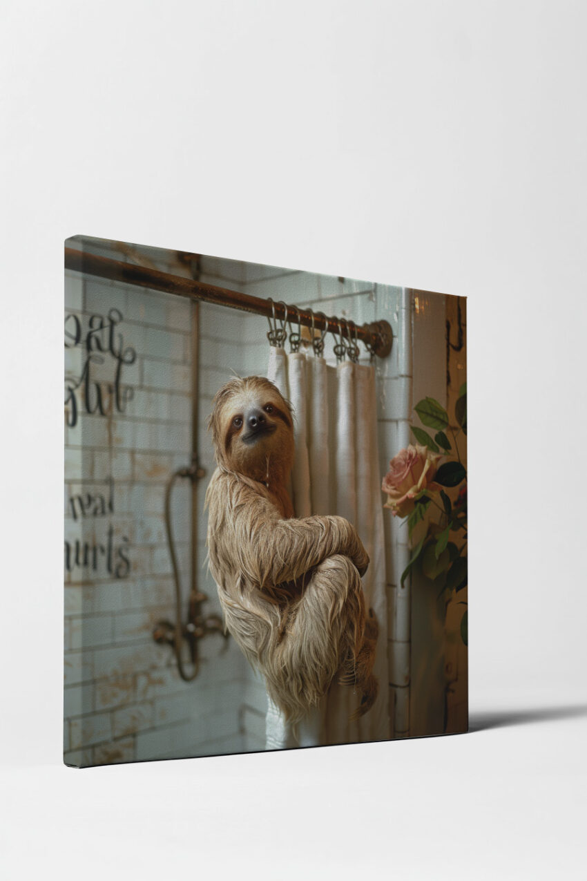 Fotografie Poster Faultier Badezimmer warm