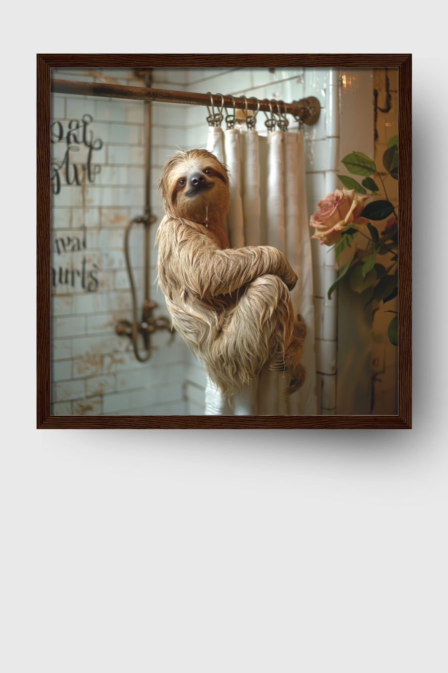 Fotografie Poster Faultier Badezimmer warm