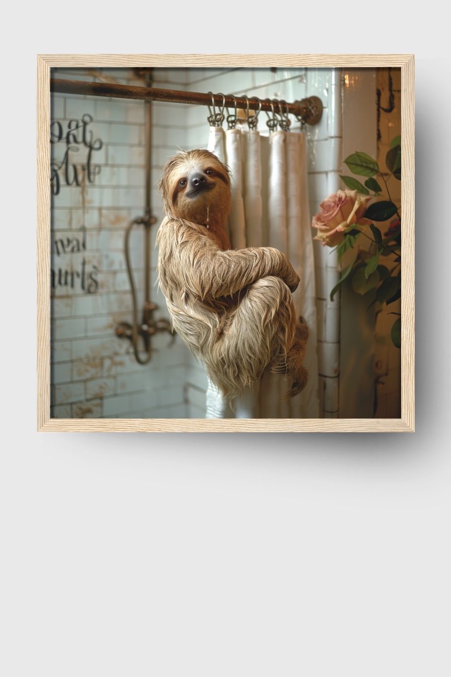 Fotografie Poster Faultier Badezimmer warm