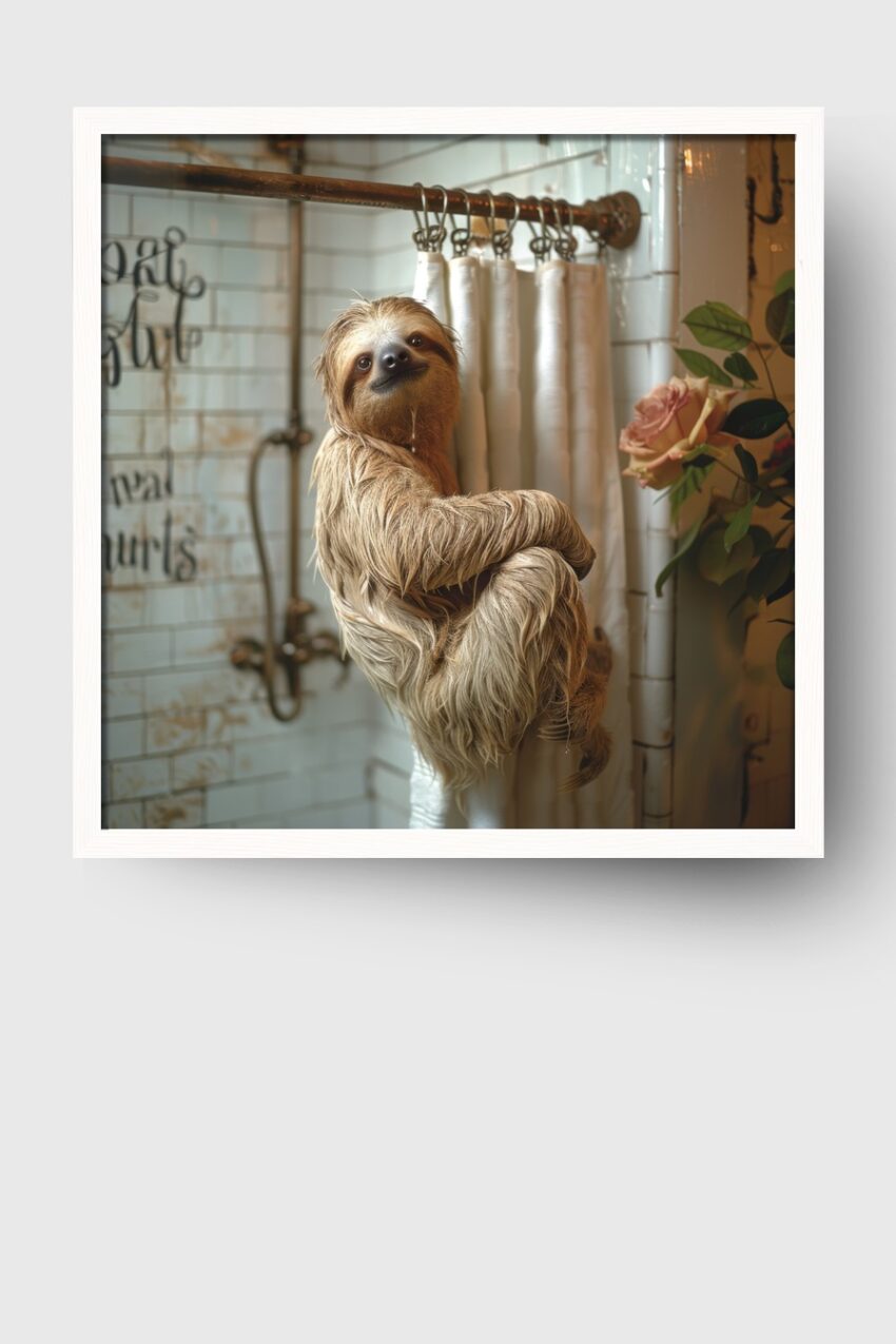 Fotografie Poster Faultier Badezimmer warm