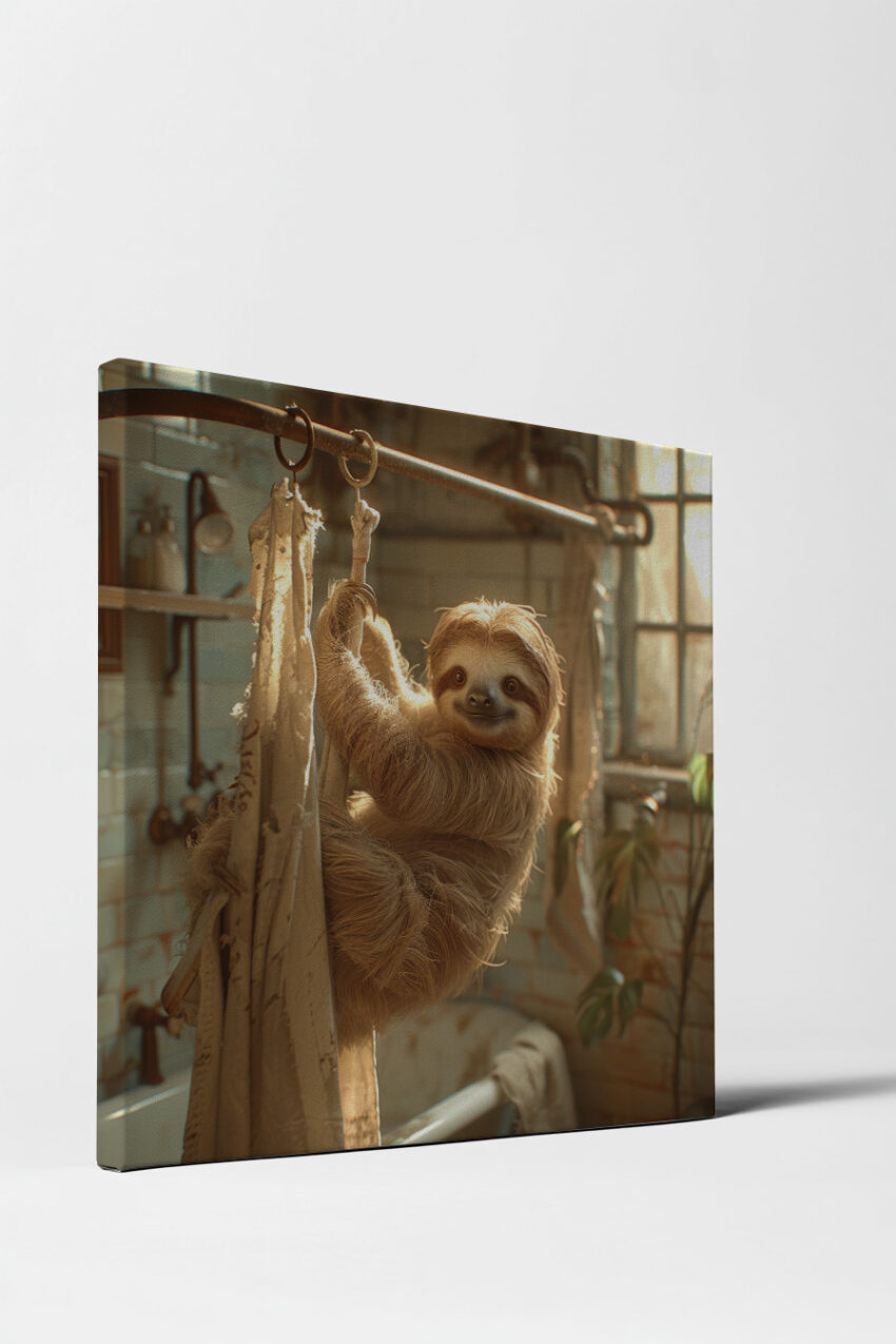 Fotografie Poster Faultier Badezimmer warmes Licht