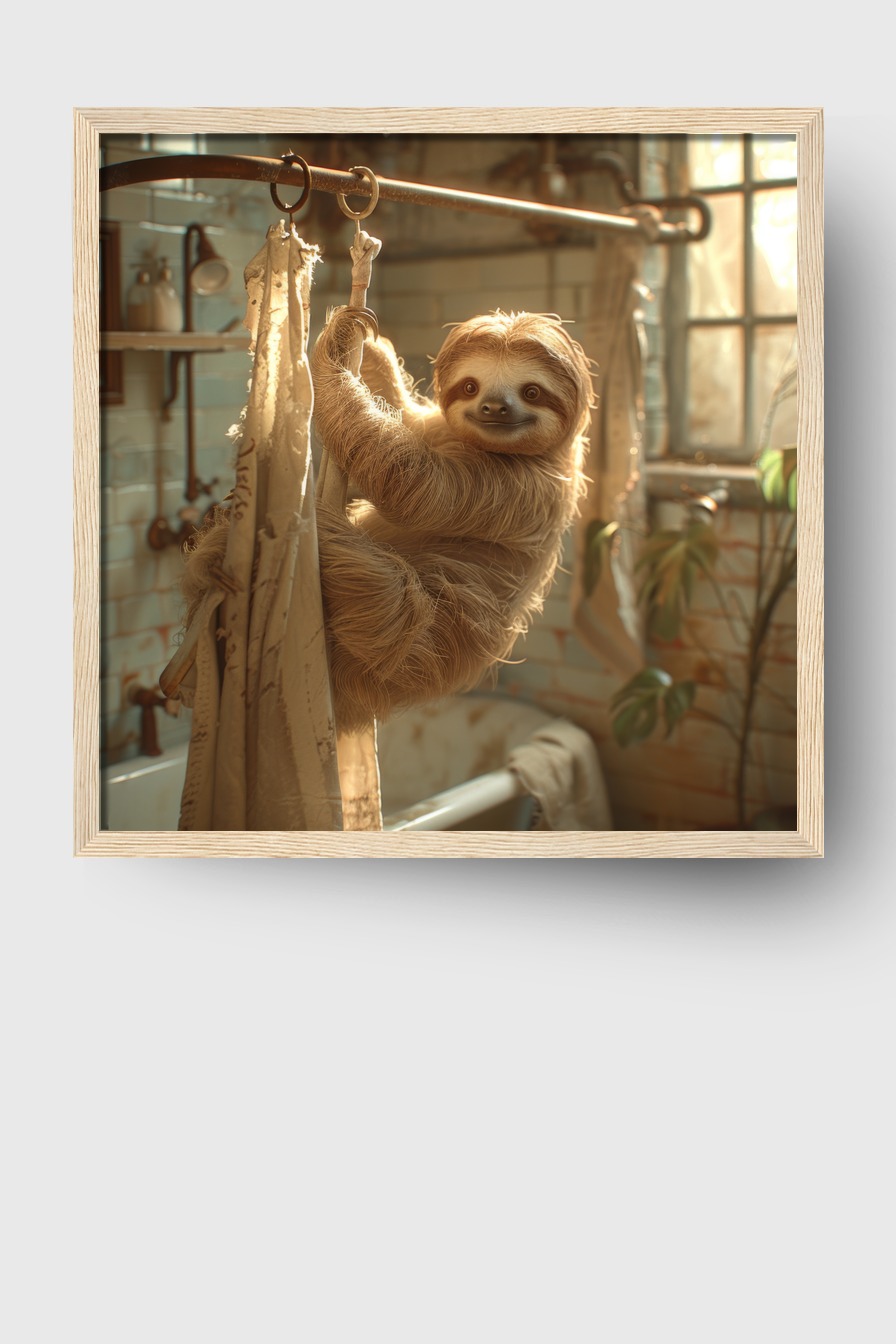 Fotografie Poster Faultier Badezimmer warmes Licht