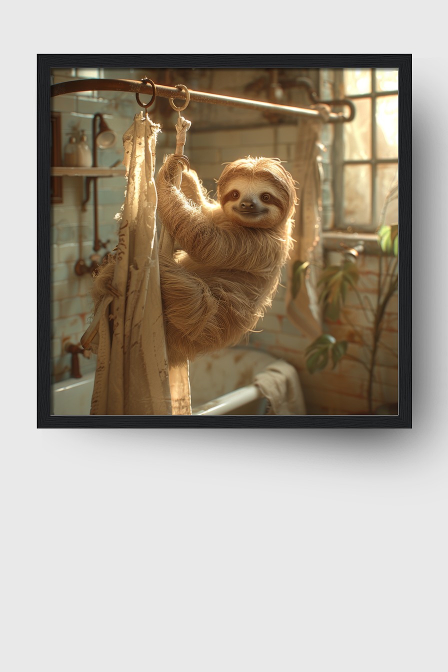 Fotografie Poster Faultier Badezimmer warmes Licht