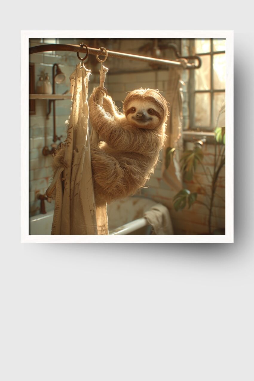 Fotografie Poster Faultier Badezimmer warmes Licht