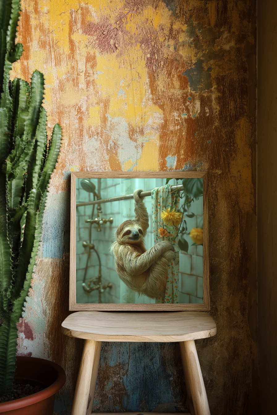 Fotografie Poster Faultier Badezimmer ruhig