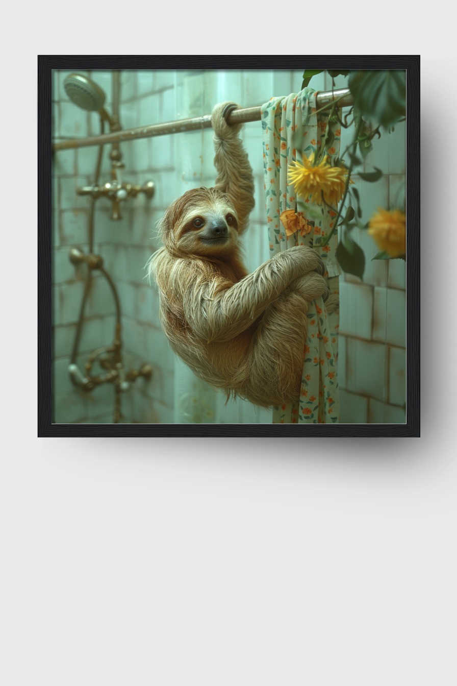 Fotografie Poster Faultier Badezimmer ruhig