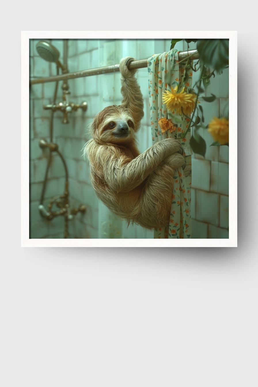 Fotografie Poster Faultier Badezimmer ruhig