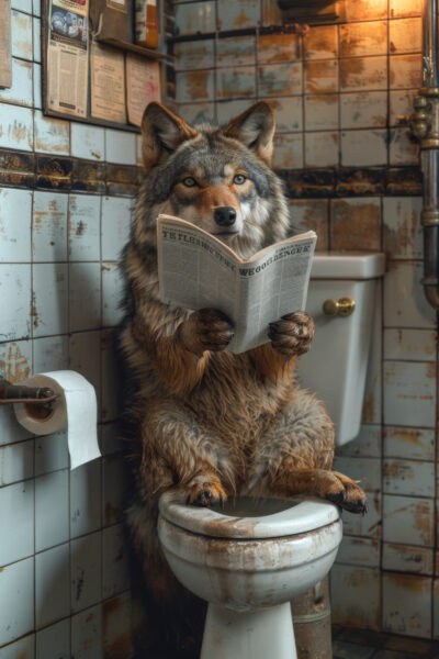 Wolf liest Zeitung Leinwandbild