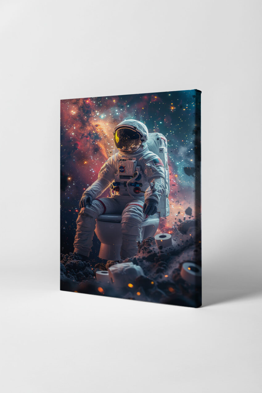 Digitale Kunst Poster Astronaut Toilette Weltraum bunt