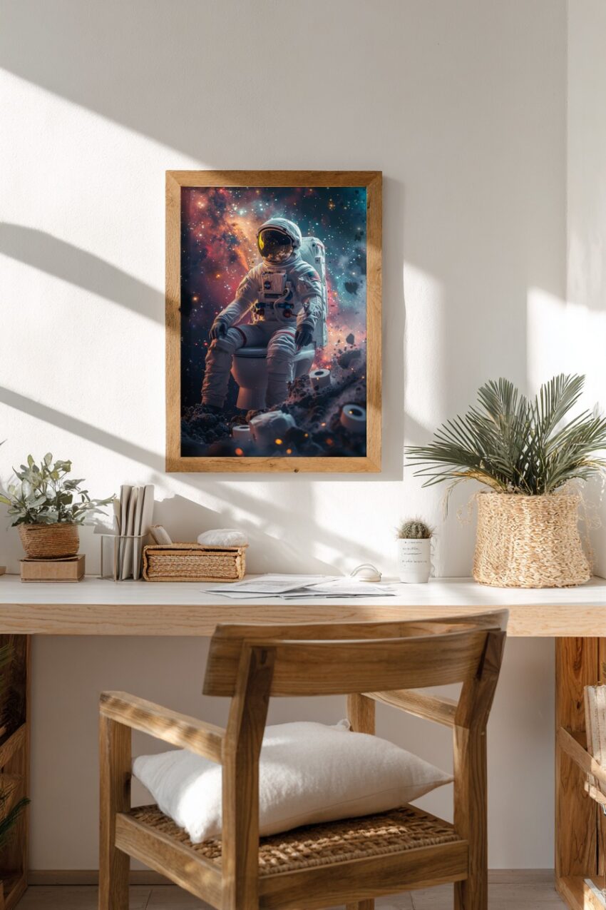 Digitale Kunst Poster Astronaut Toilette Weltraum bunt