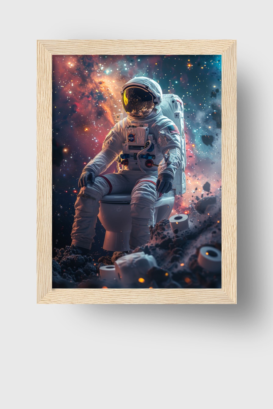 Digitale Kunst Poster Astronaut Toilette Weltraum bunt