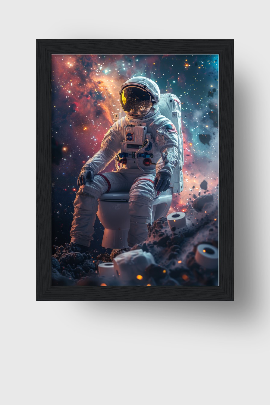 Digitale Kunst Poster Astronaut Toilette Weltraum bunt