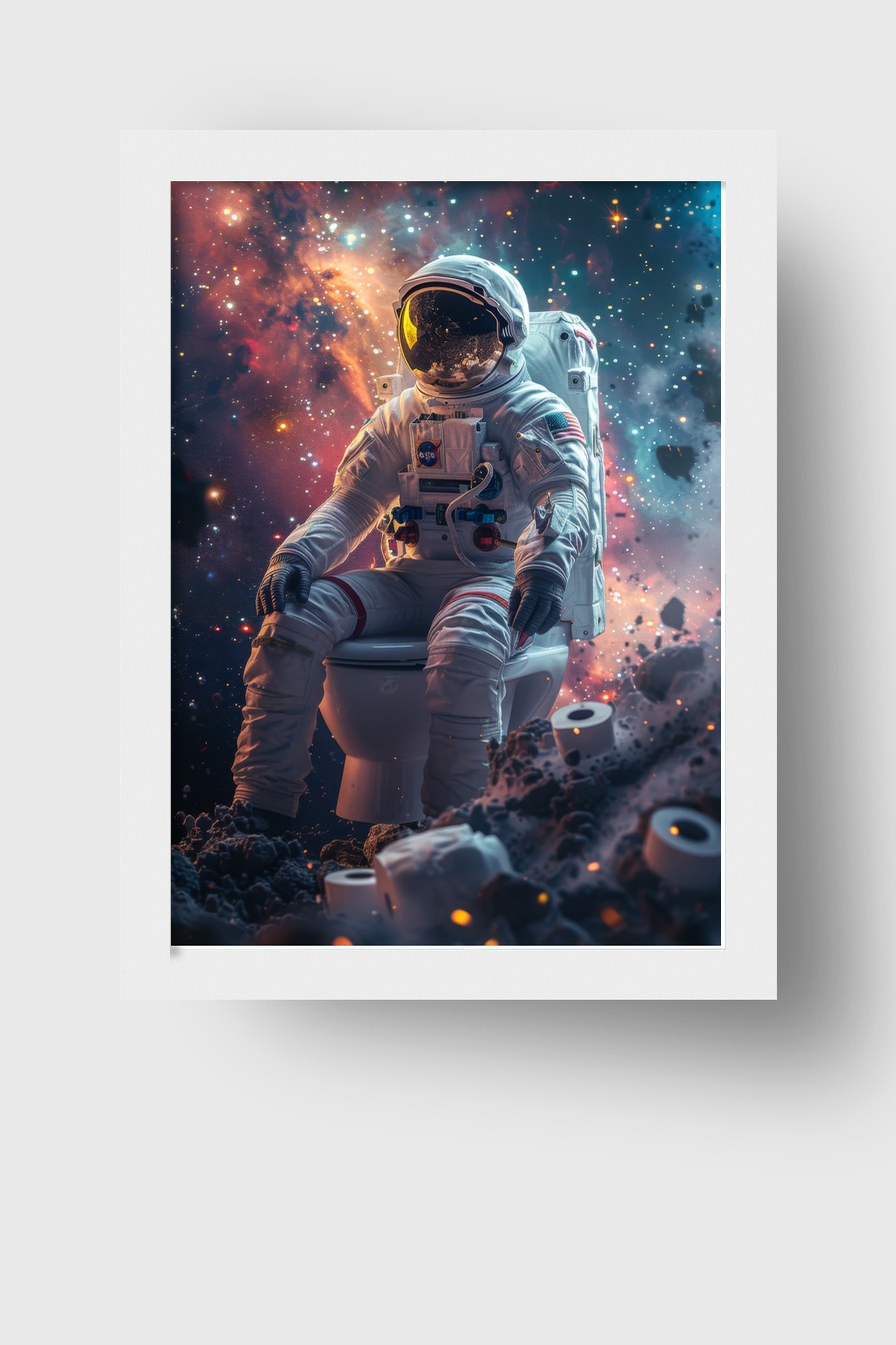 Digitale Kunst Poster Astronaut Toilette Weltraum bunt
