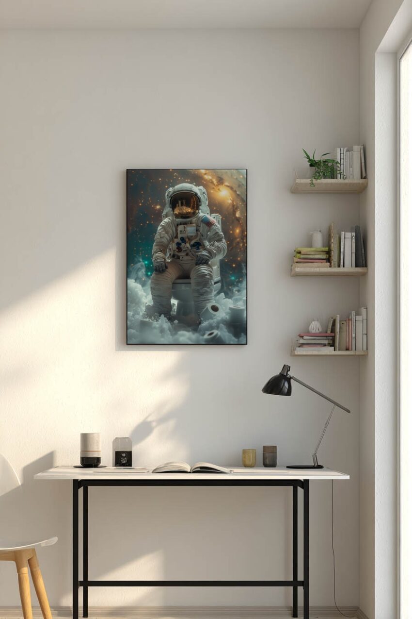 Digitale Kunst Poster Astronaut Toilette Raumanzug Weltraum