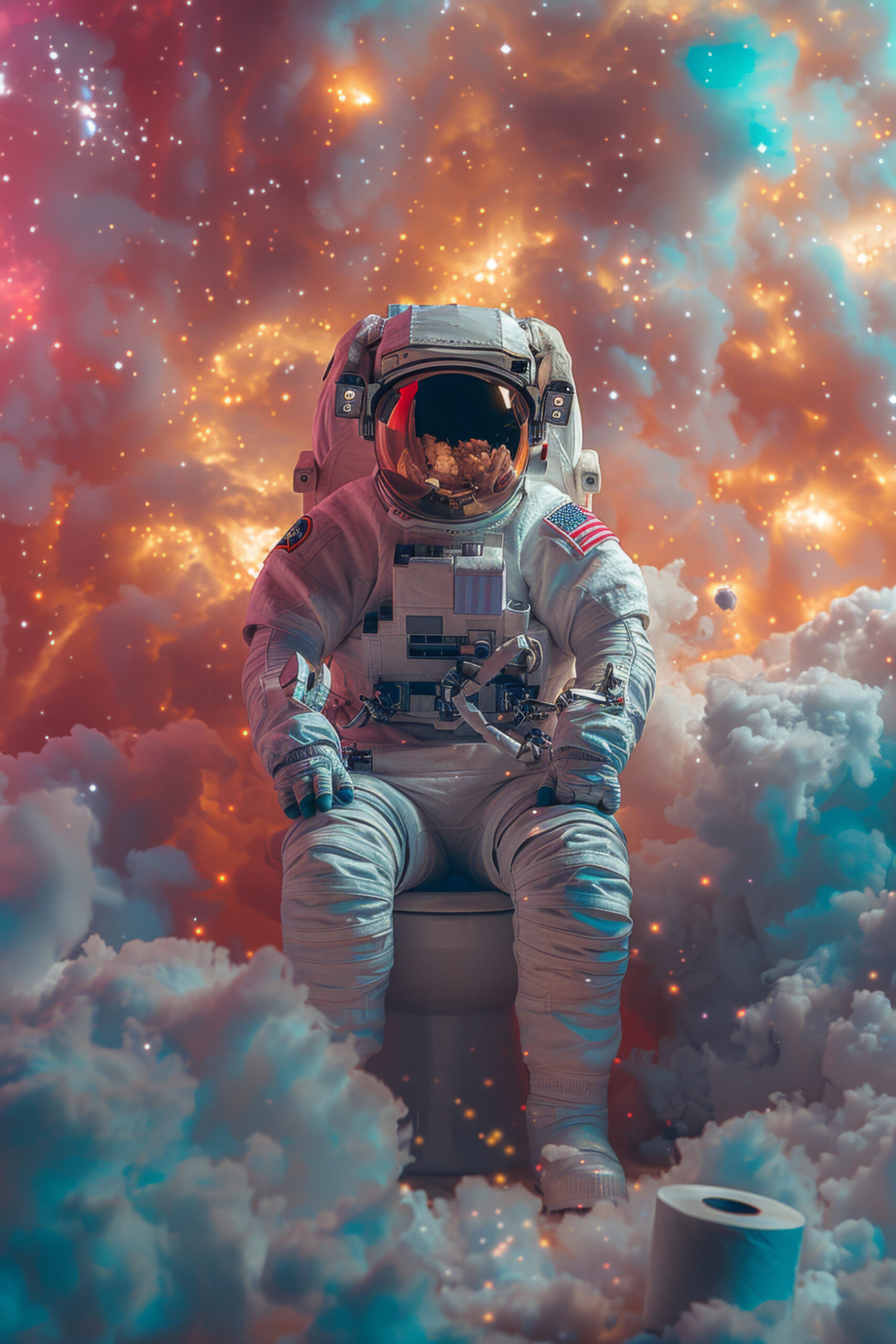 Fotografie Poster Astronaut Toilette surreal Weltraum