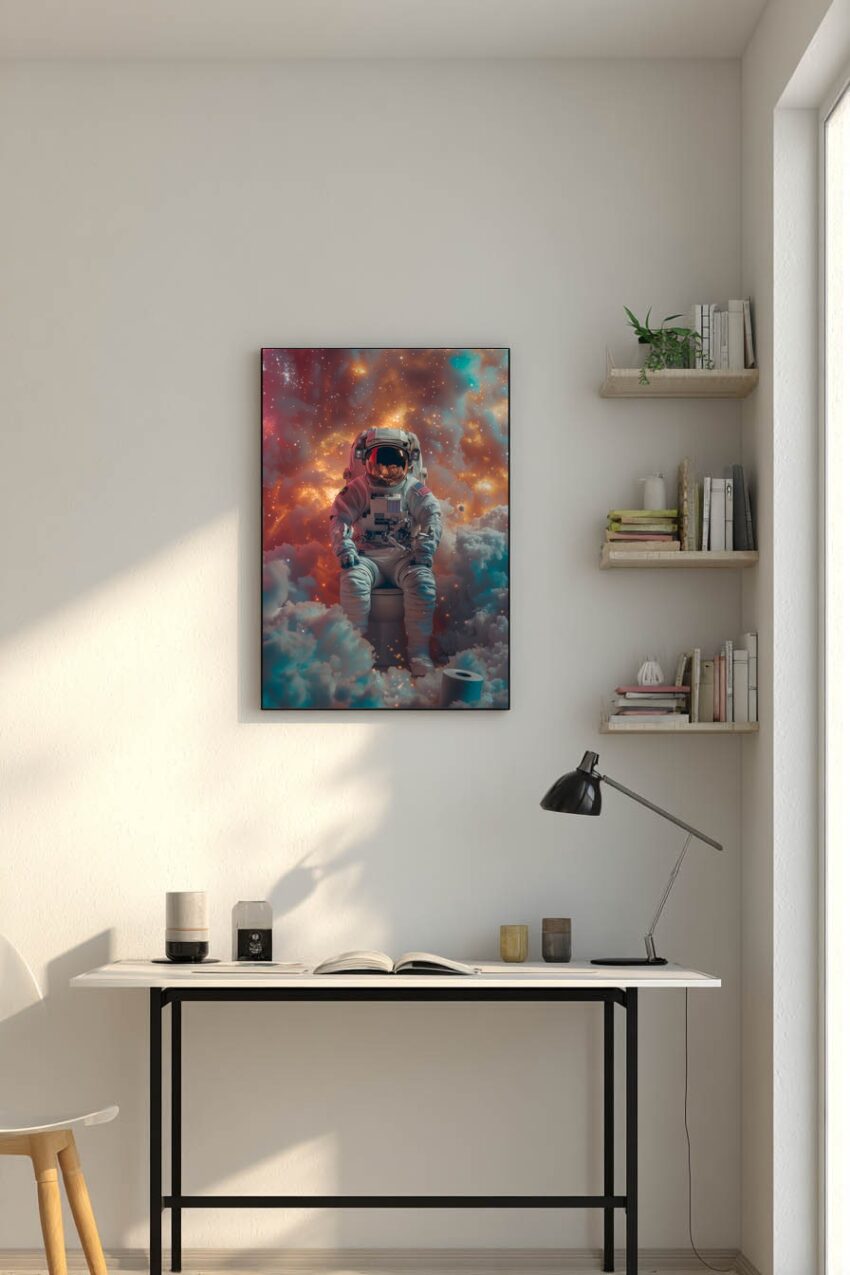 Fotografie Poster Astronaut Toilette surreal Weltraum