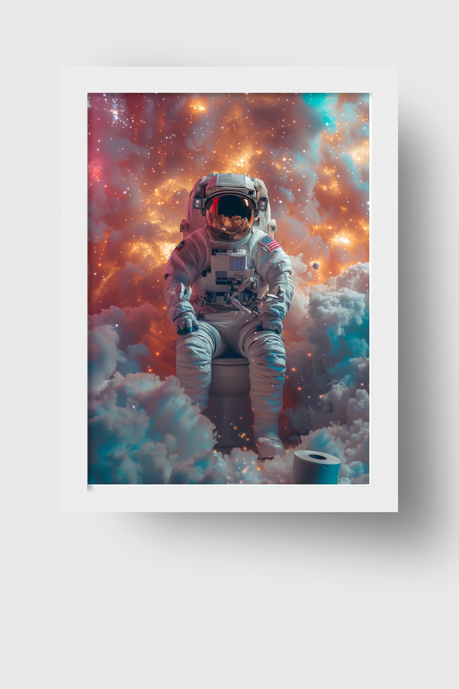 Fotografie Poster Astronaut Toilette surreal Weltraum