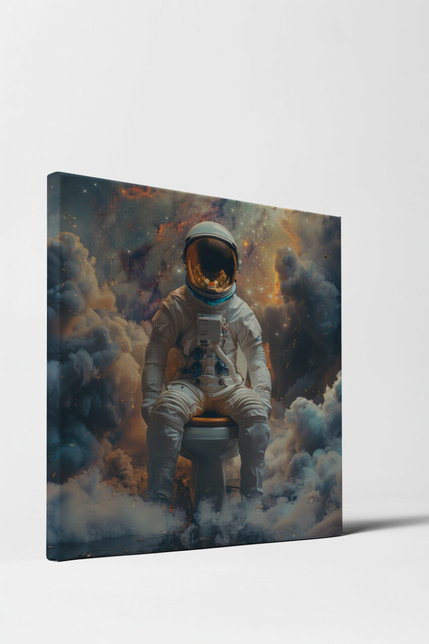 Digitale Kunst Poster Astronaut Toilette Weltraum surreale Szene