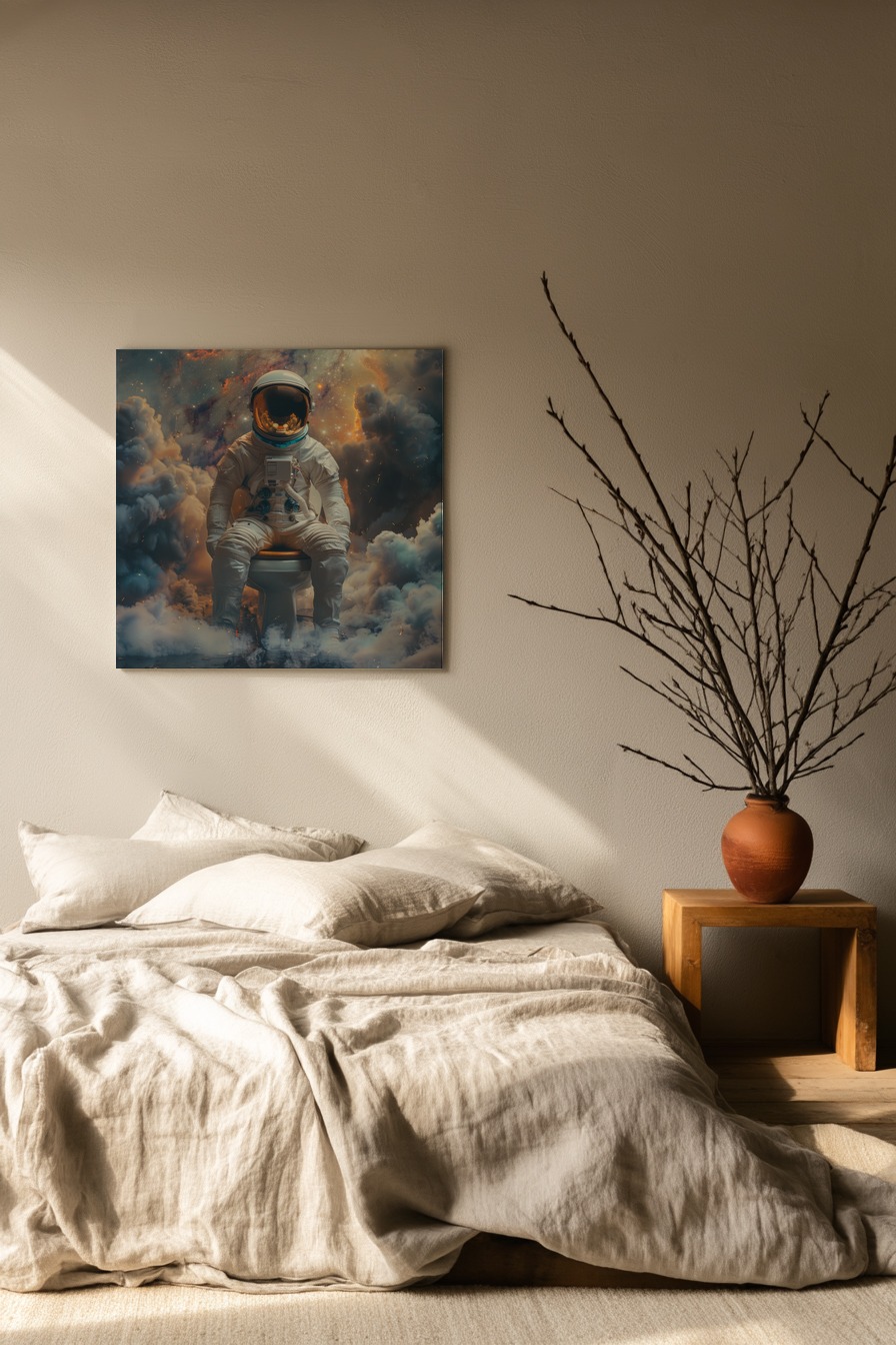 Digitale Kunst Poster Astronaut Toilette Weltraum surreale Szene